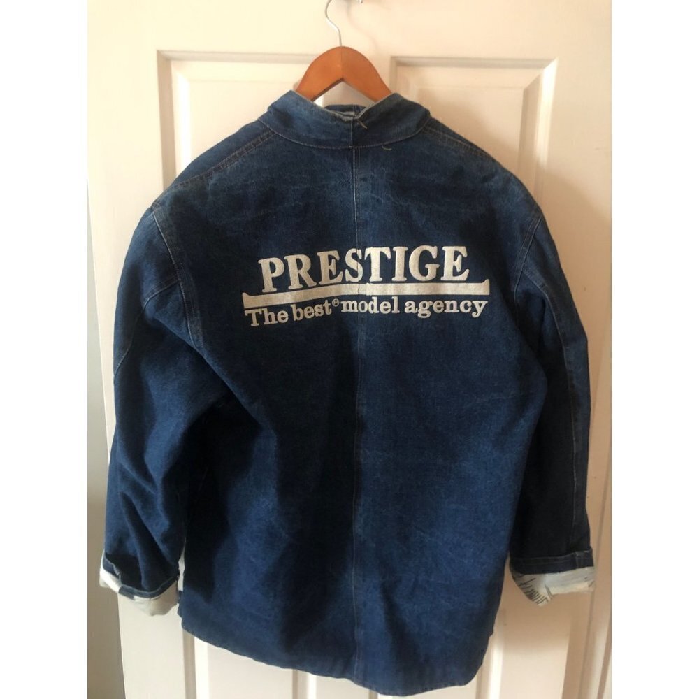Woman's Curvy Plus Blue Jean Modeling Agency Jacket from Paris 1990's size 2X